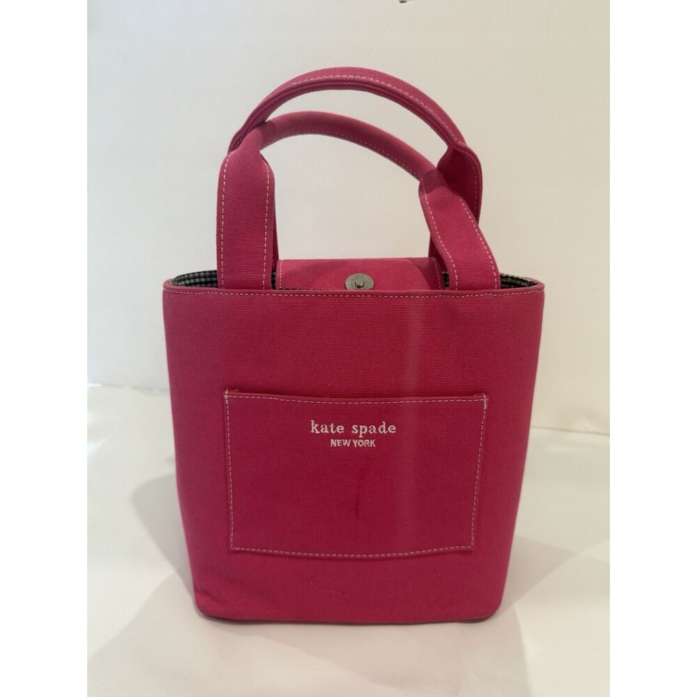 VTG Kate Spade Pink Canvas Hard Shell Boat Tote Bag 90s Y2K Bag